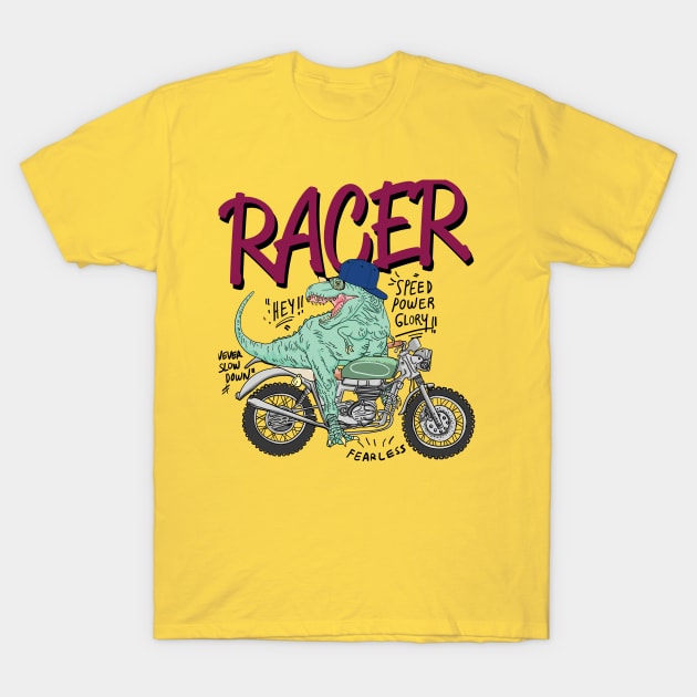 Funny crocodile driving a motorcycle T-Shirt by hossamimam